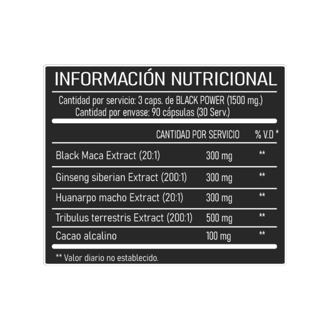 BLACK POWER (Precursor natural de TESTOSTERONA - Cápsulas)