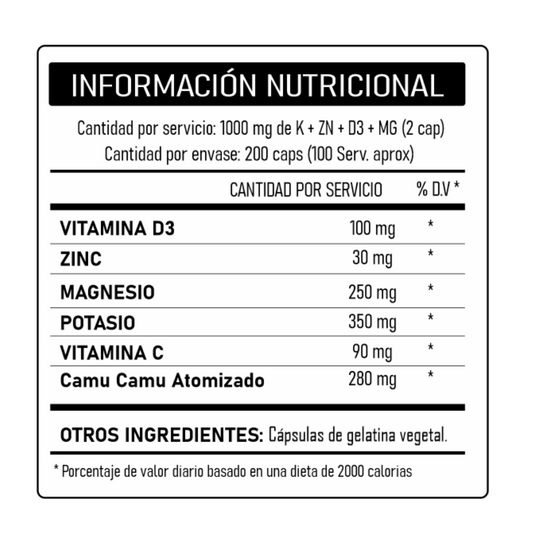 K + ZN + D3 + MG (Complejo vitamínico & mineral)